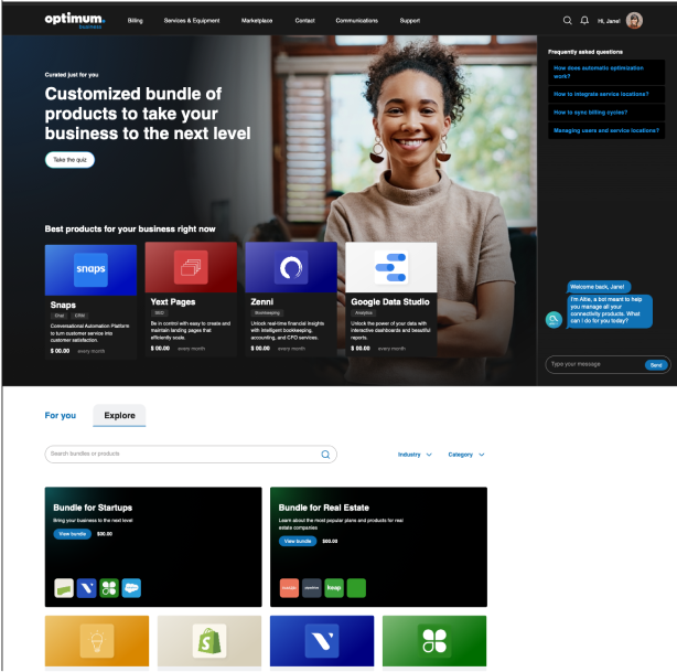 Page design showing customzed product bundles