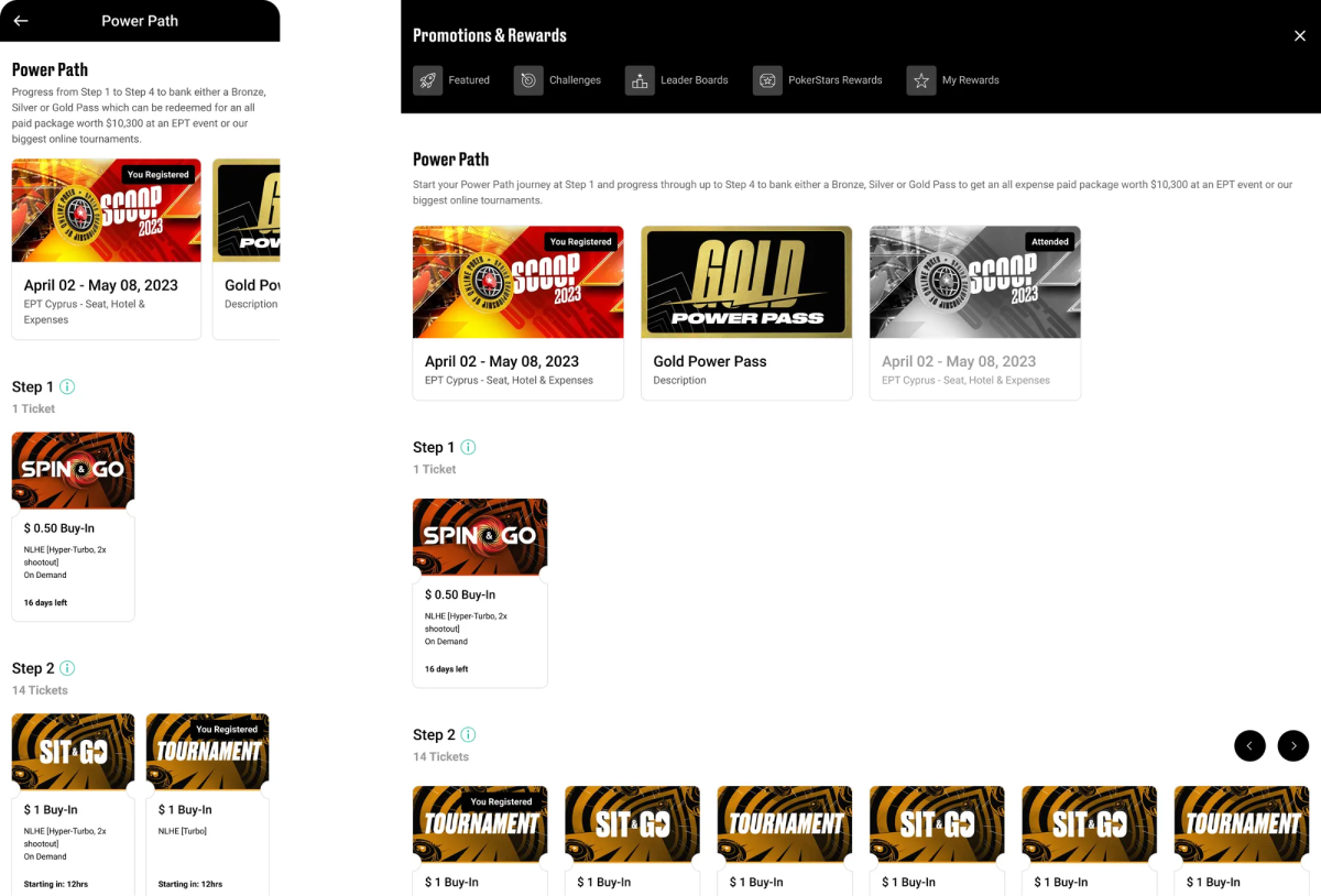 Pokerstars Promotions & Rewards Page after design work complete